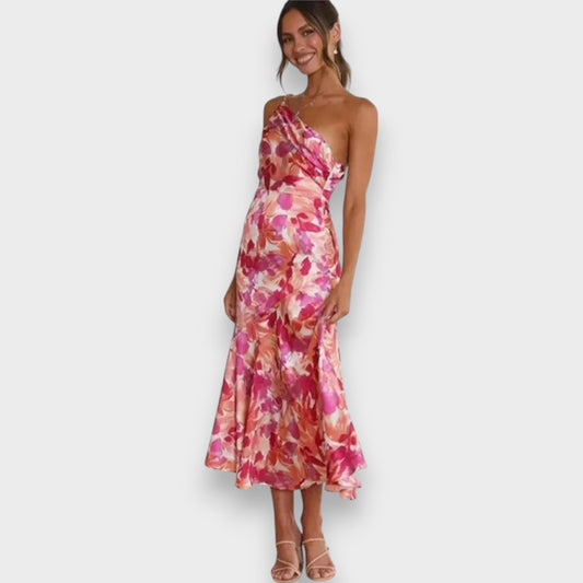 Sienna - Asymmetrical Floral Print Maxi Dress for Women