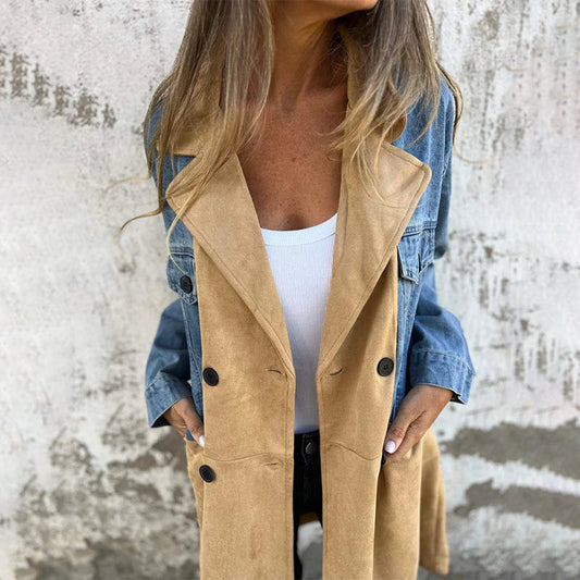 Norell Denim-Stitch Trench Coat