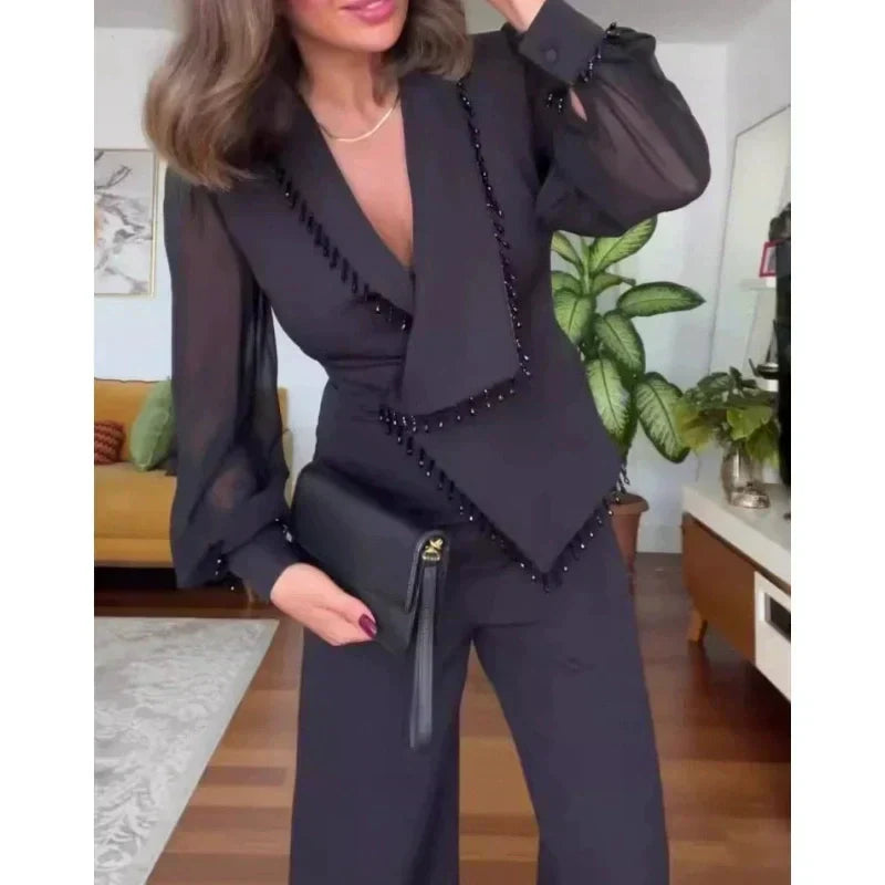 SOLÉA Beaded Wide-Leg Jumpsuit