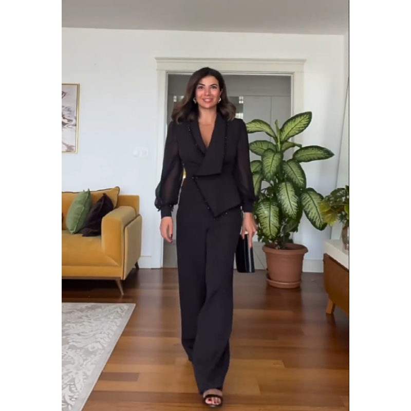 SOLÉA Beaded Wide-Leg Jumpsuit