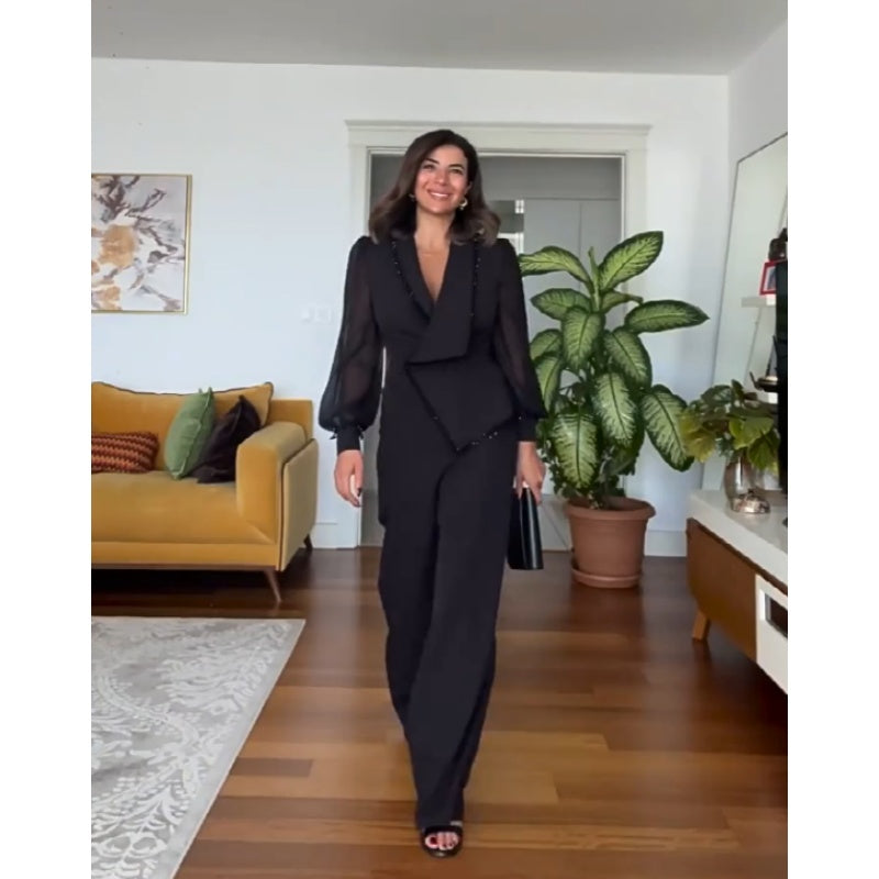 SOLÉA Beaded Wide-Leg Jumpsuit