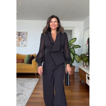 SOLÉA Beaded Wide-Leg Jumpsuit