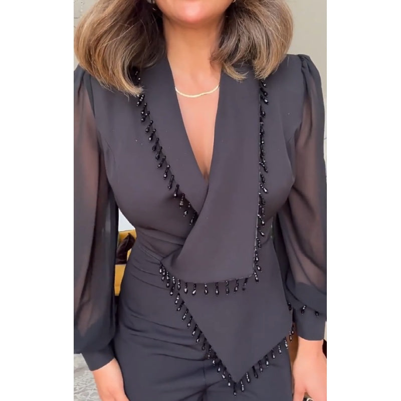 SOLÉA Beaded Wide-Leg Jumpsuit