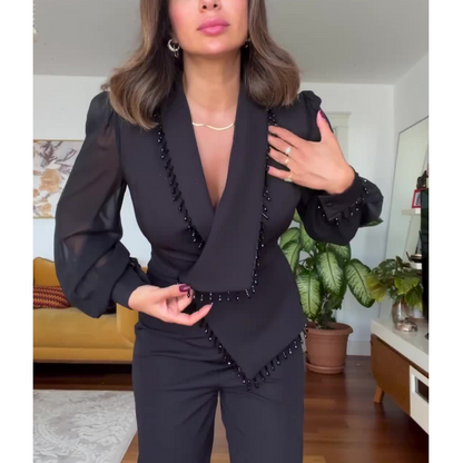 SOLÉA Beaded Wide-Leg Jumpsuit