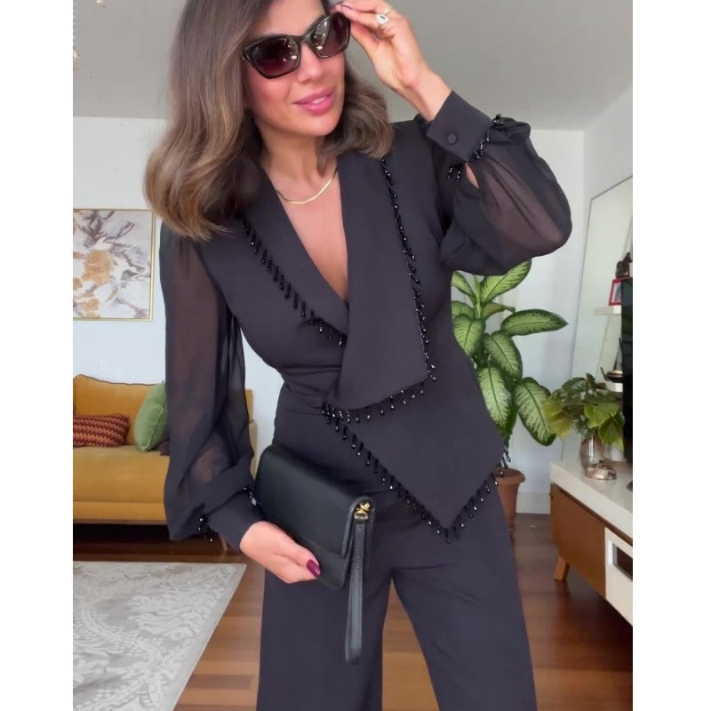 SOLÉA Beaded Wide-Leg Jumpsuit